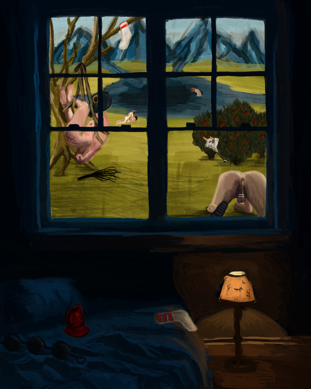 Œuvre digitale Après les Corps de Xavier Bayuk : art gay explorant les strates du désir et du corps.